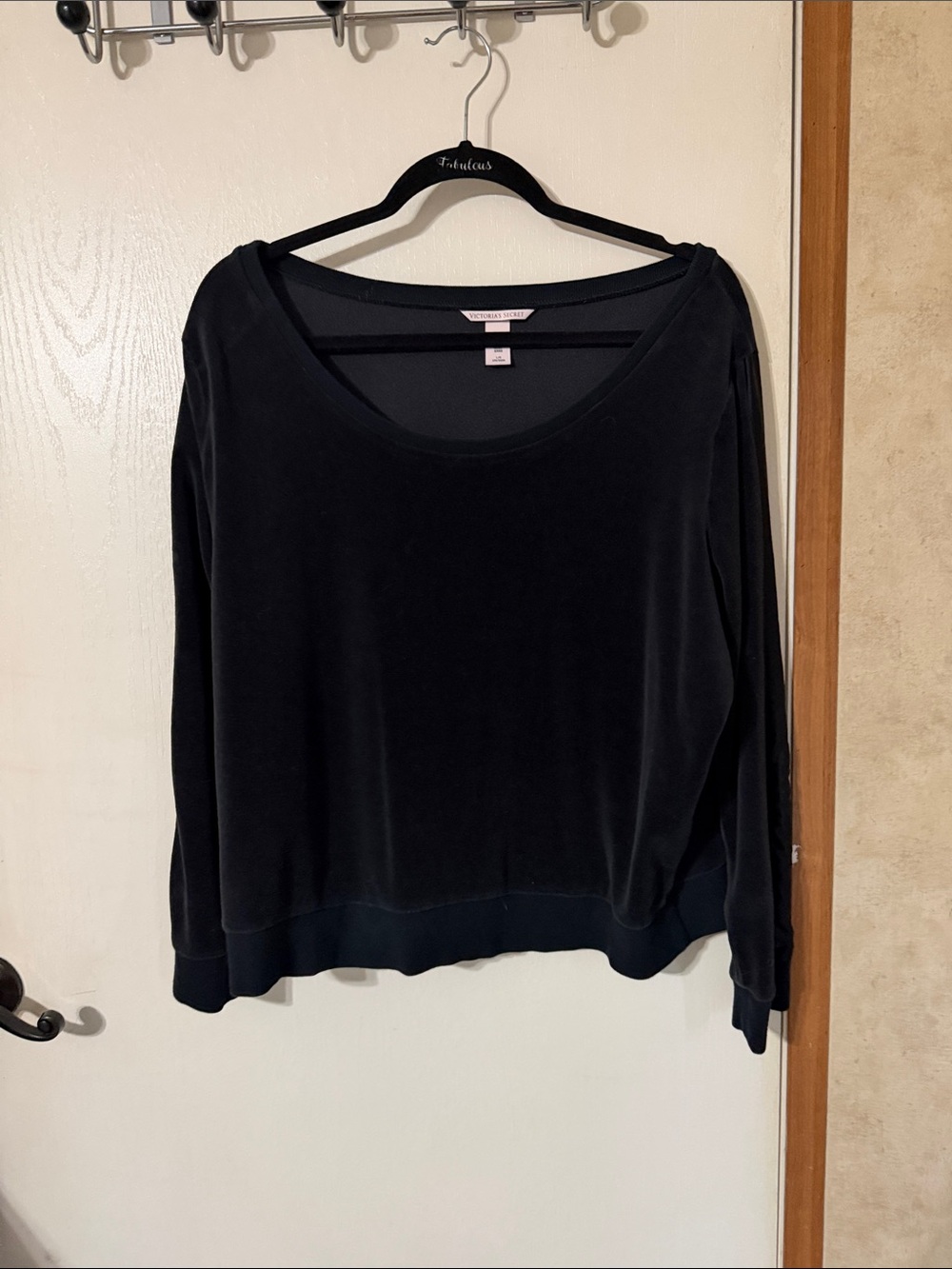 Victoria's Secret Black Scoop-Neck Long Sleeve Top